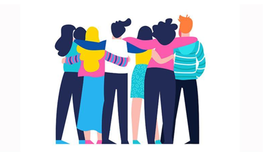 Students standing together symbolizing friendship and community