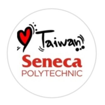 Logo of the Seneca Taiwanese Student Association with heart and Taiwan illustration